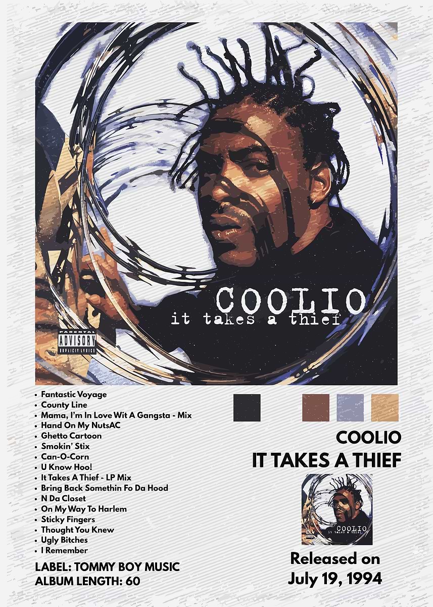 Coolio It Takes A Thief Album Art' Poster, picture, metal print