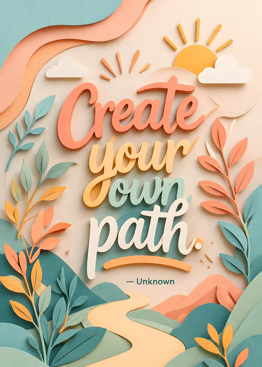 'Create Your Own Path Inspirational Art' Poster, picture, metal print ...