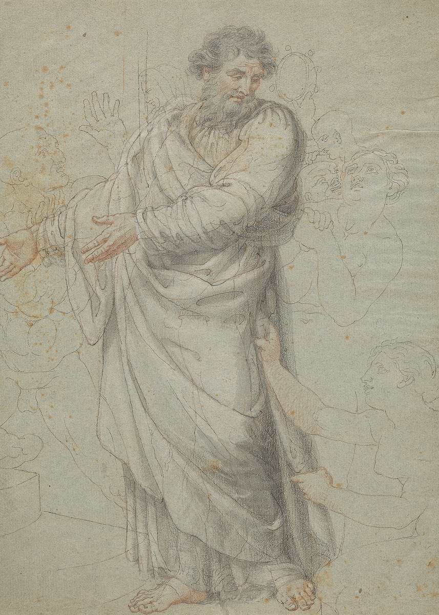 Guy In Robe Drawing 'Drawing of a Bearded Man in Robes' Poster, picture, metal print, paint ...