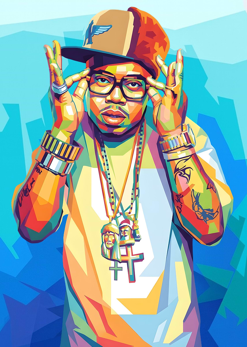 Hand Painted Rapper Character 'Colorful Portrait of a Rapper' Poster, picture, metal print, paint by ...