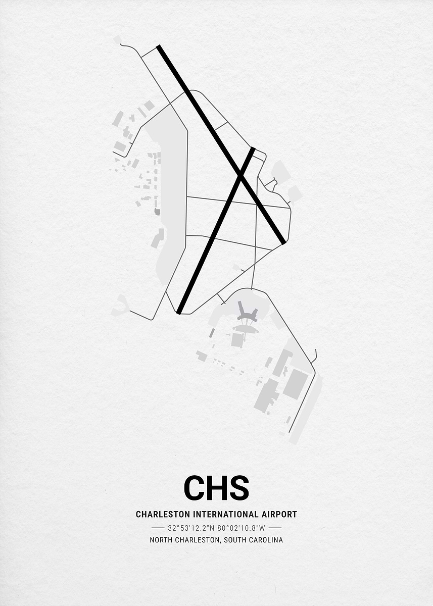 'Charleston International Airport Map' Poster, picture, metal print ...