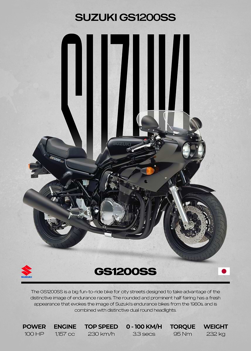 Suzuki GS1200SS Motorcycle' Poster, picture, metal print, paint by
