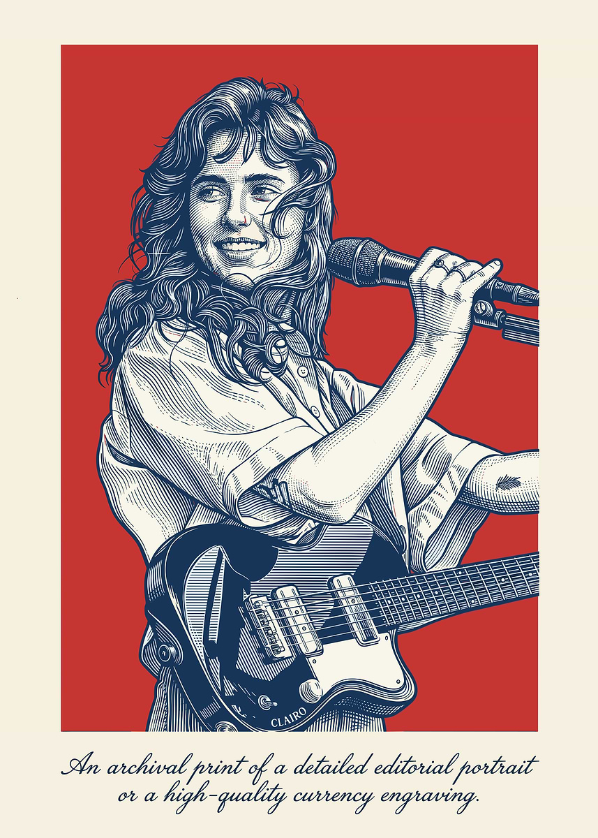 Clairo Engraving Style Portrait' Poster, picture, metal print