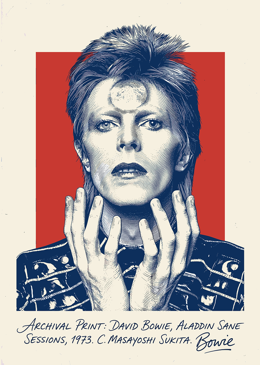 David Bowie Aladdin Sane Archival Print' Poster, picture, metal