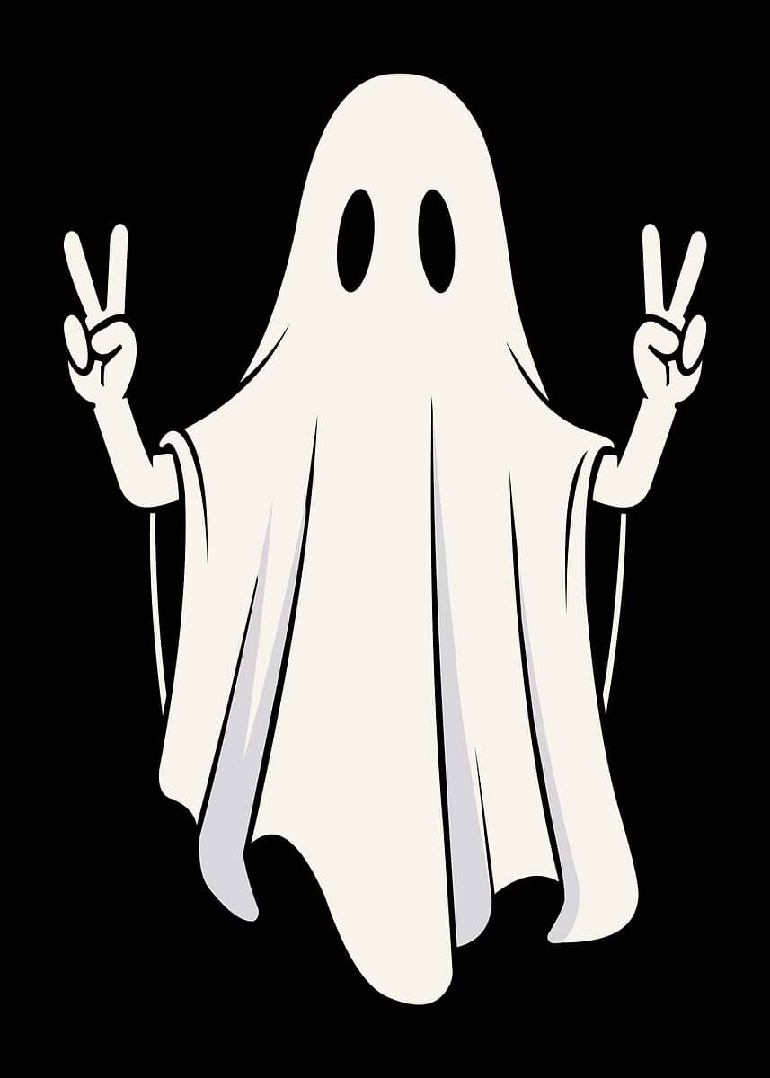 Ghost Making Peace Sign' Poster, picture, metal print, paint by