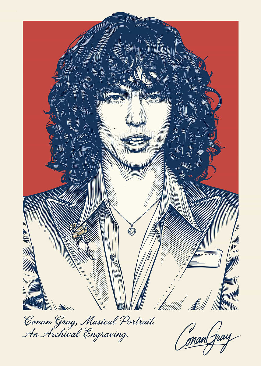 'Conan Gray Musical Portrait Engraving' Poster, picture, metal print ...