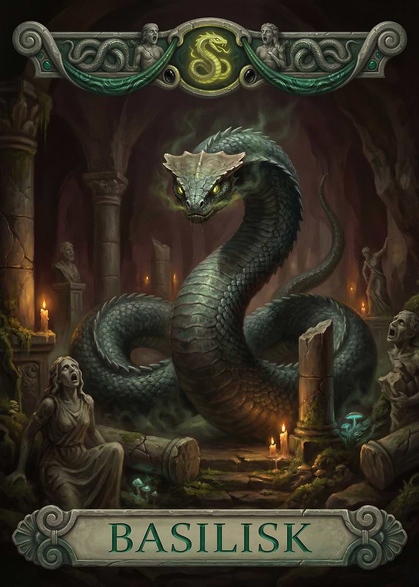 'Basilisk in Ancient Ruins' Poster, picture, metal print, paint by ...