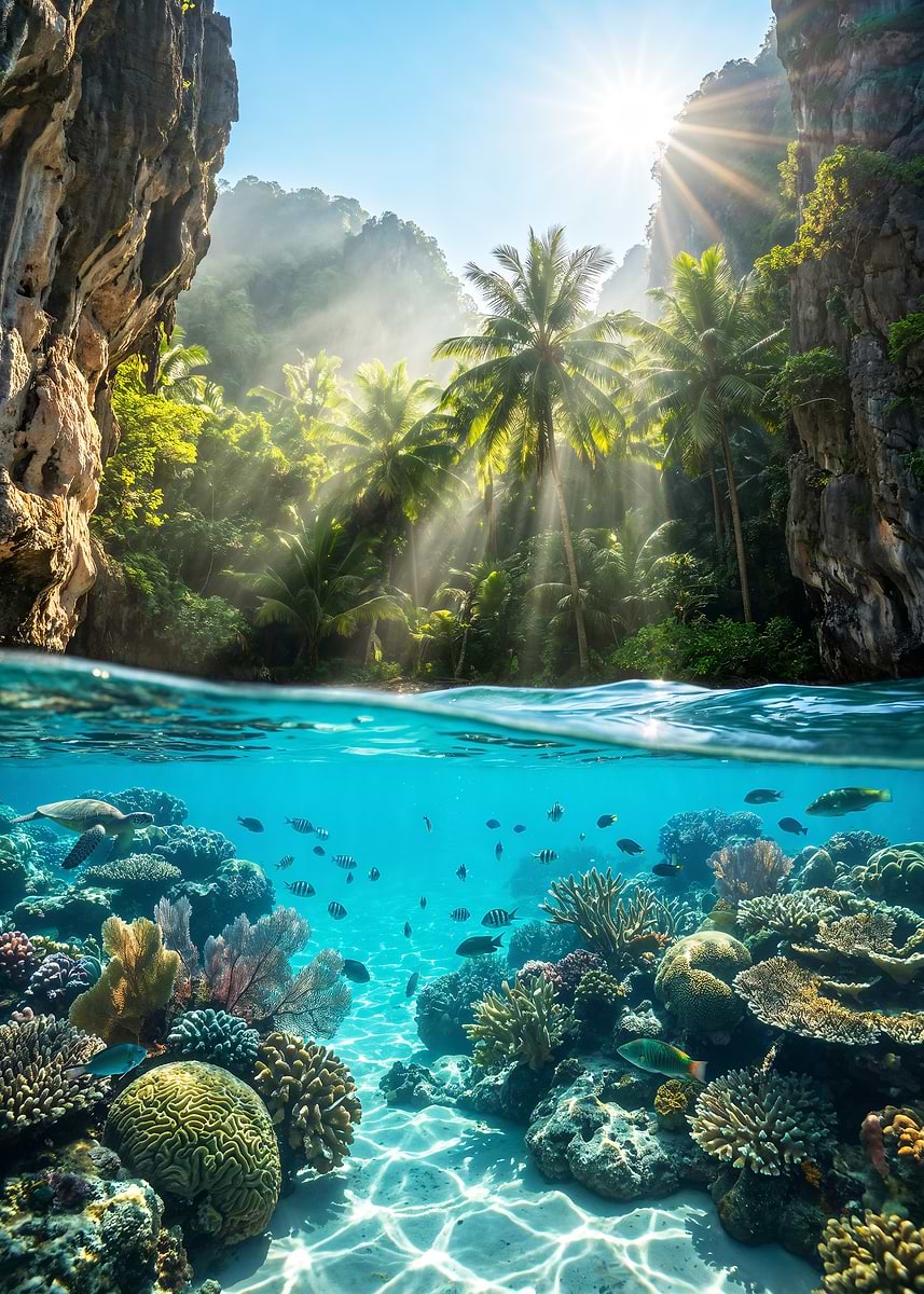 Sanctuary of the Hidden Lagoon — from the Sanctuaries Of Nature collection, a Pixaverse metal print