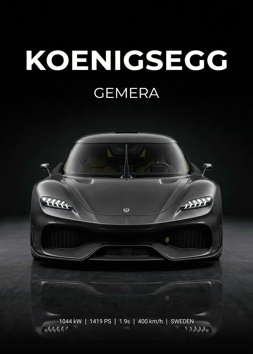 Koenigsegg Gemera Hypercar poster ' Poster, picture, metal print