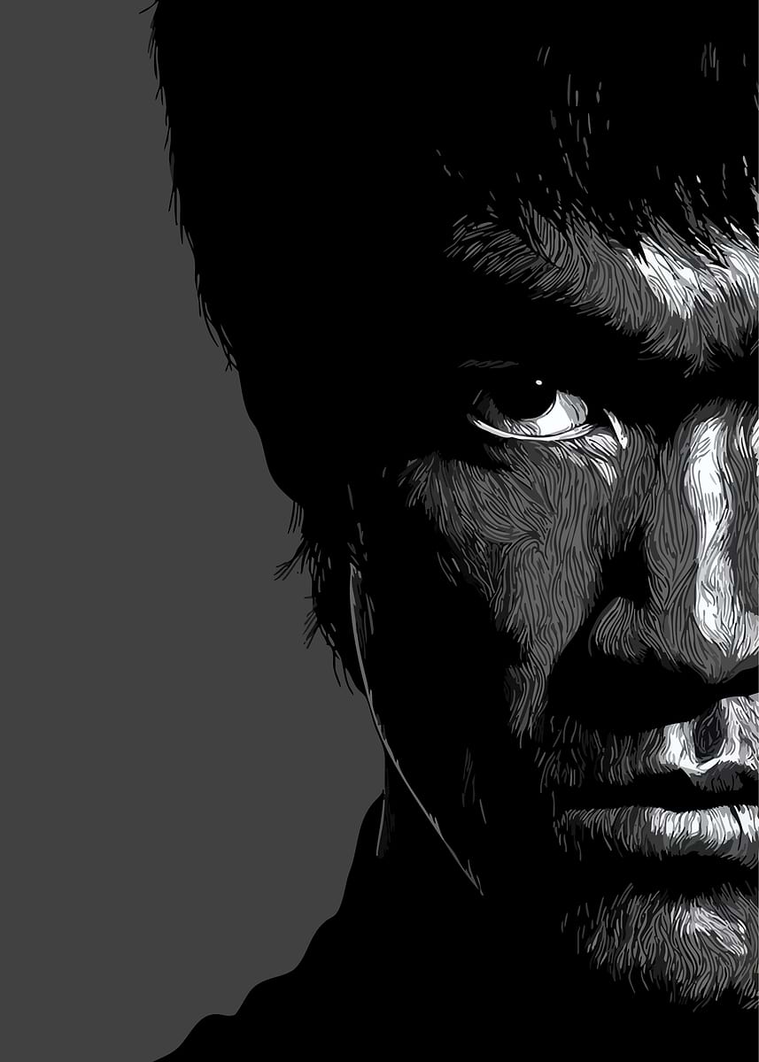 Bruce Lee Close-Up Portrait' Poster, picture, metal print, paint