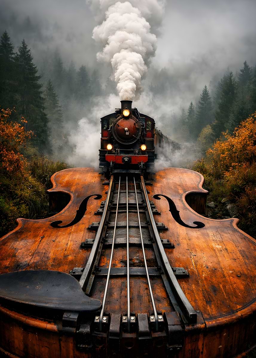 Train Nature Forest' Poster, picture, metal print, paint by Akio