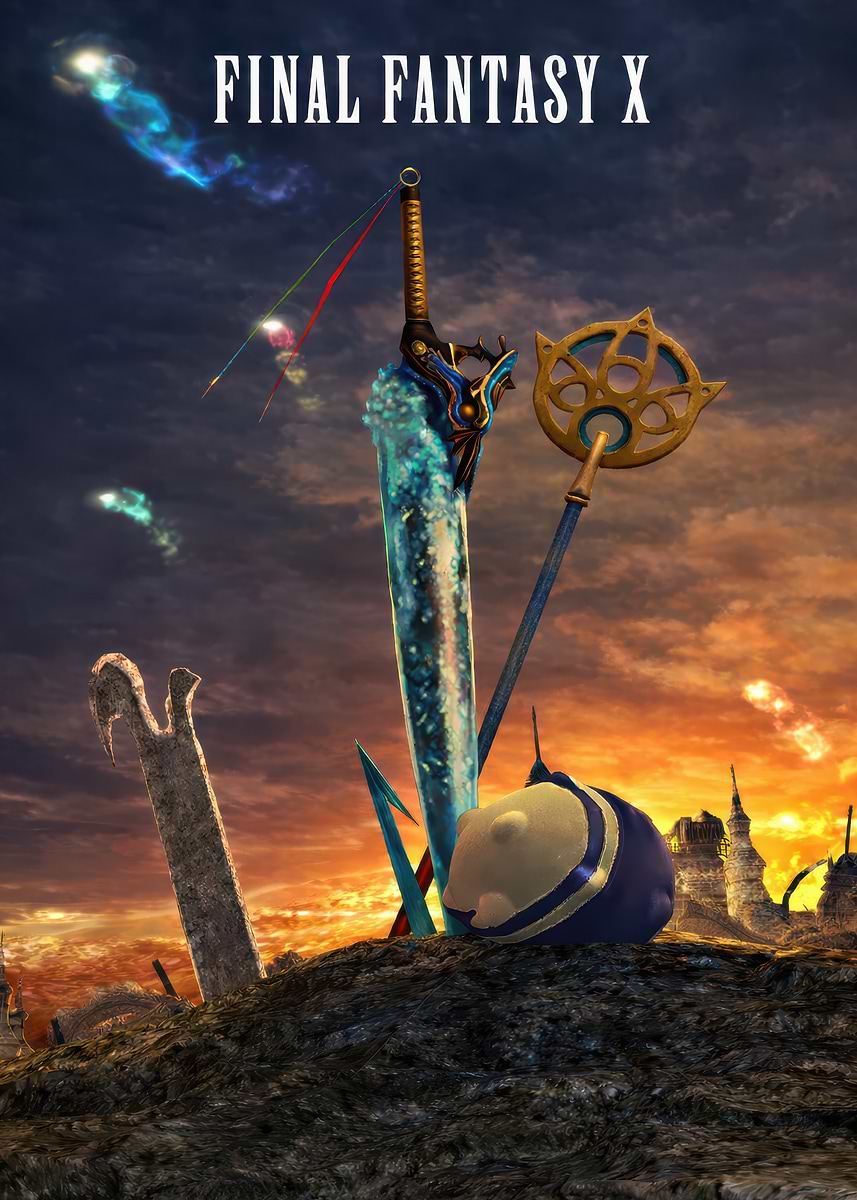 Final Fantasy X Weapons and Creature' Poster, picture, metal print