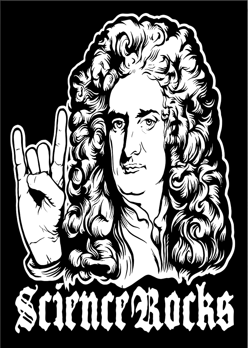 Science Rocks Newton 'Isaac Newton Science Rocks' Poster, picture, metal print, paint by Fun ...