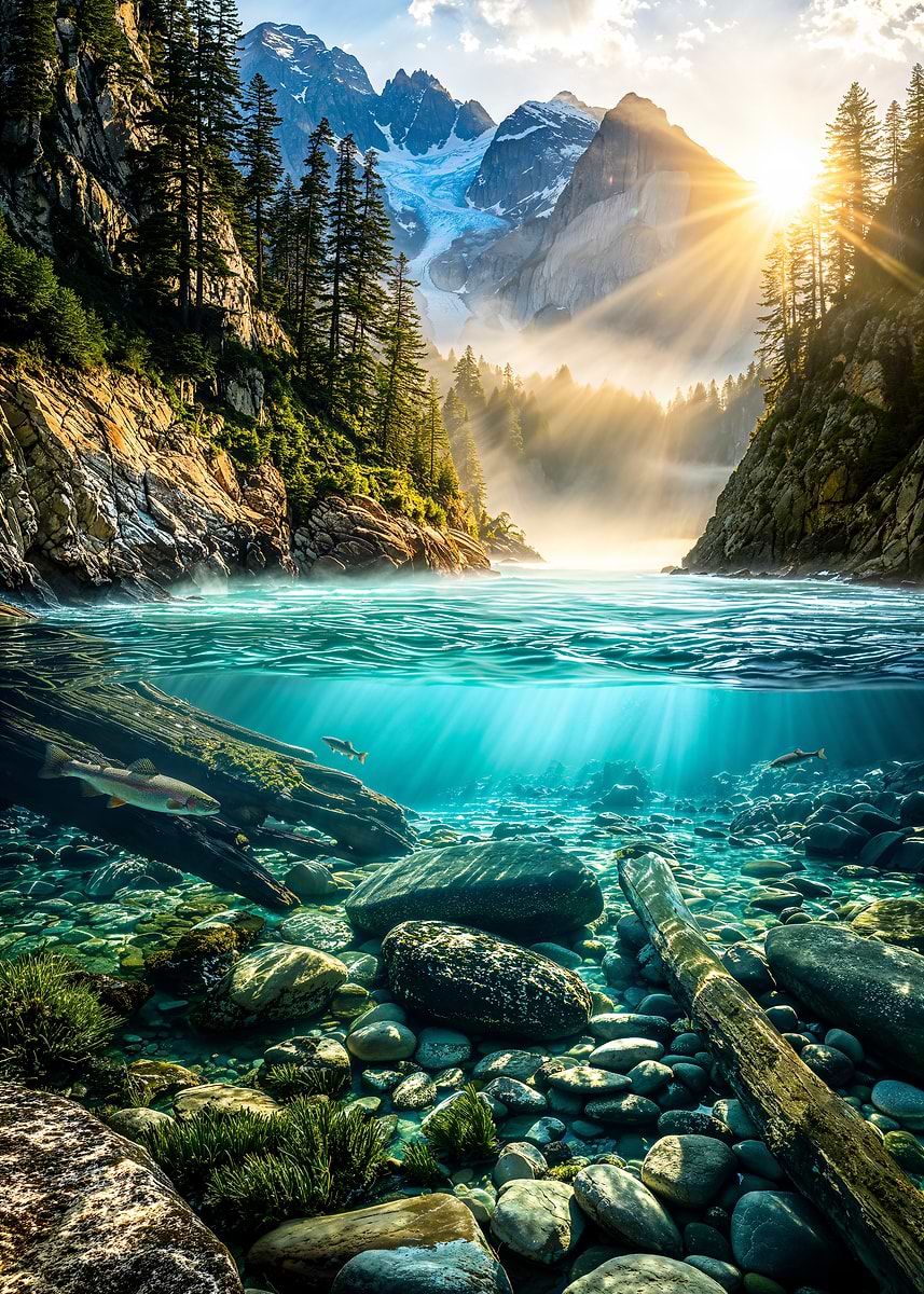 Glacier Waters of Light — from the Sanctuaries Of Nature collection, a Pixaverse metal print