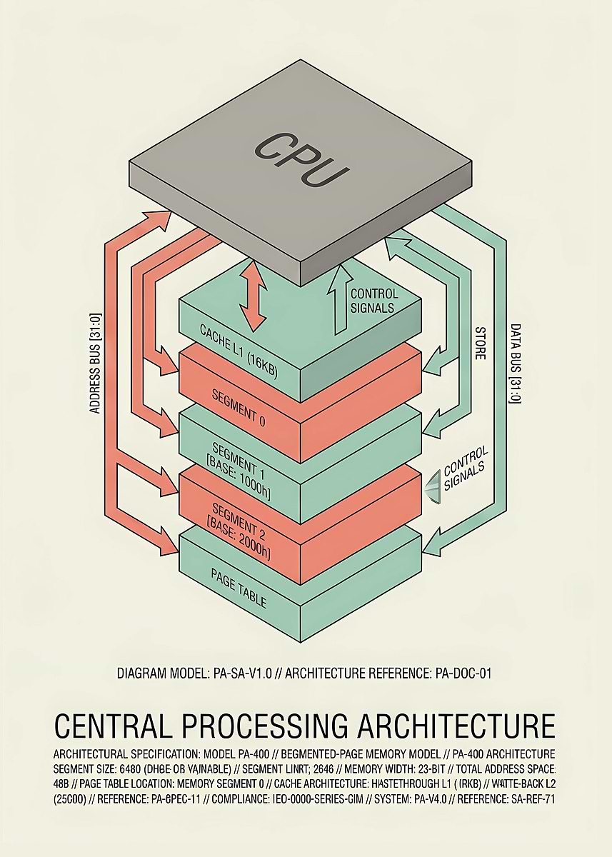 'CPU Architecture Blueprint' Poster, picture, metal print, paint by T ...