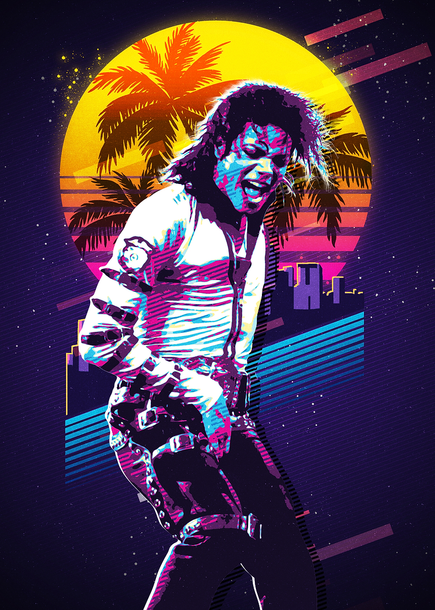 Michael Jackson Retro Sunset Art' Poster, picture, metal print