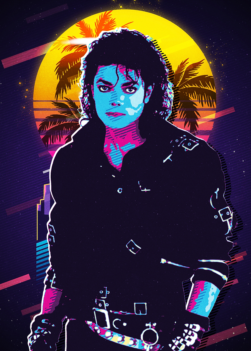 Michael Jackson Retro Sunset Pop Art' Poster, picture, metal print