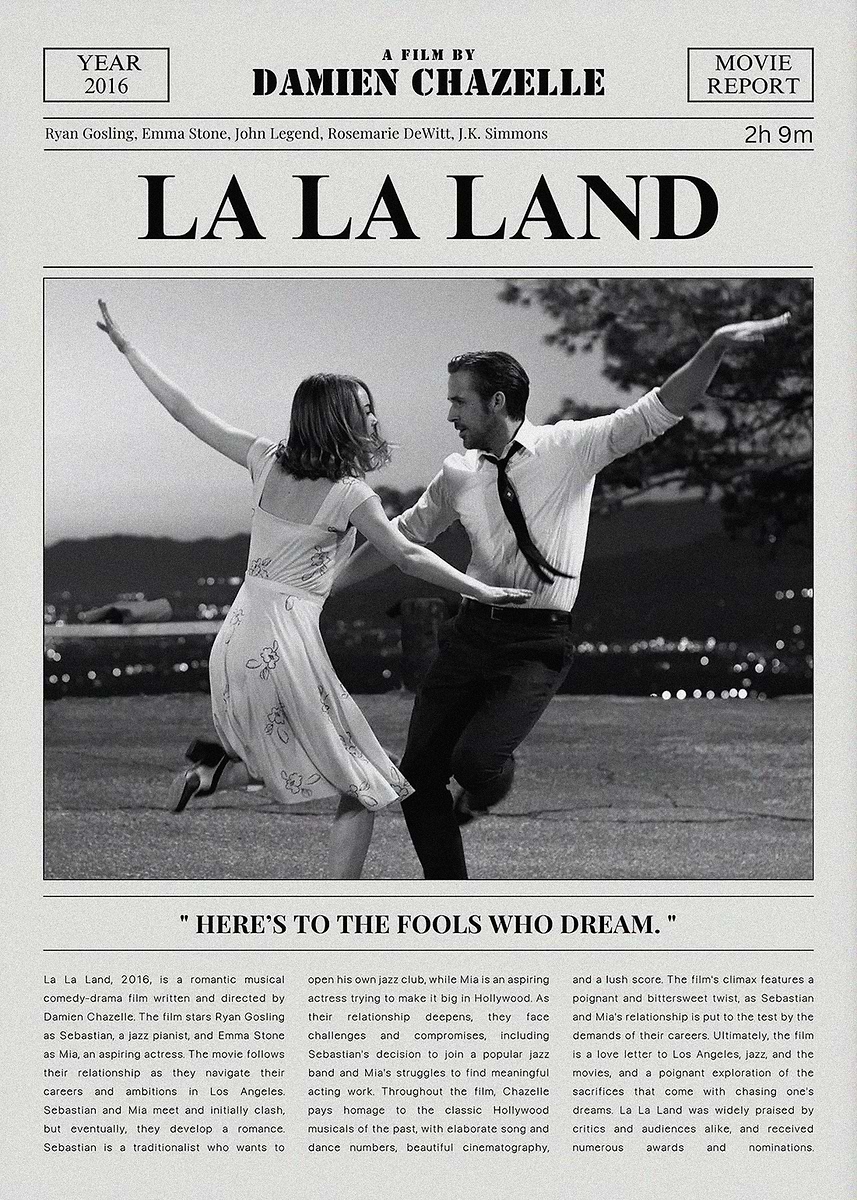 La La Land Movie Poster' Poster, picture, metal print, paint by