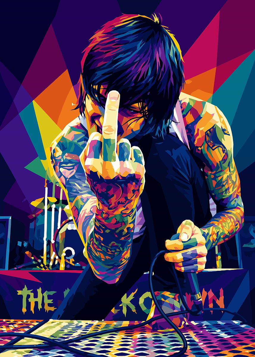 Mitch Lucker giving middle finger' Poster, picture, metal print