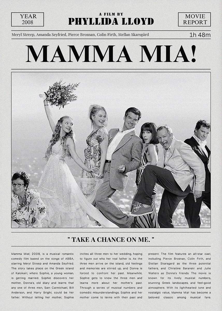 Mamma Mia! Movie Poster' Poster, picture, metal print, paint by