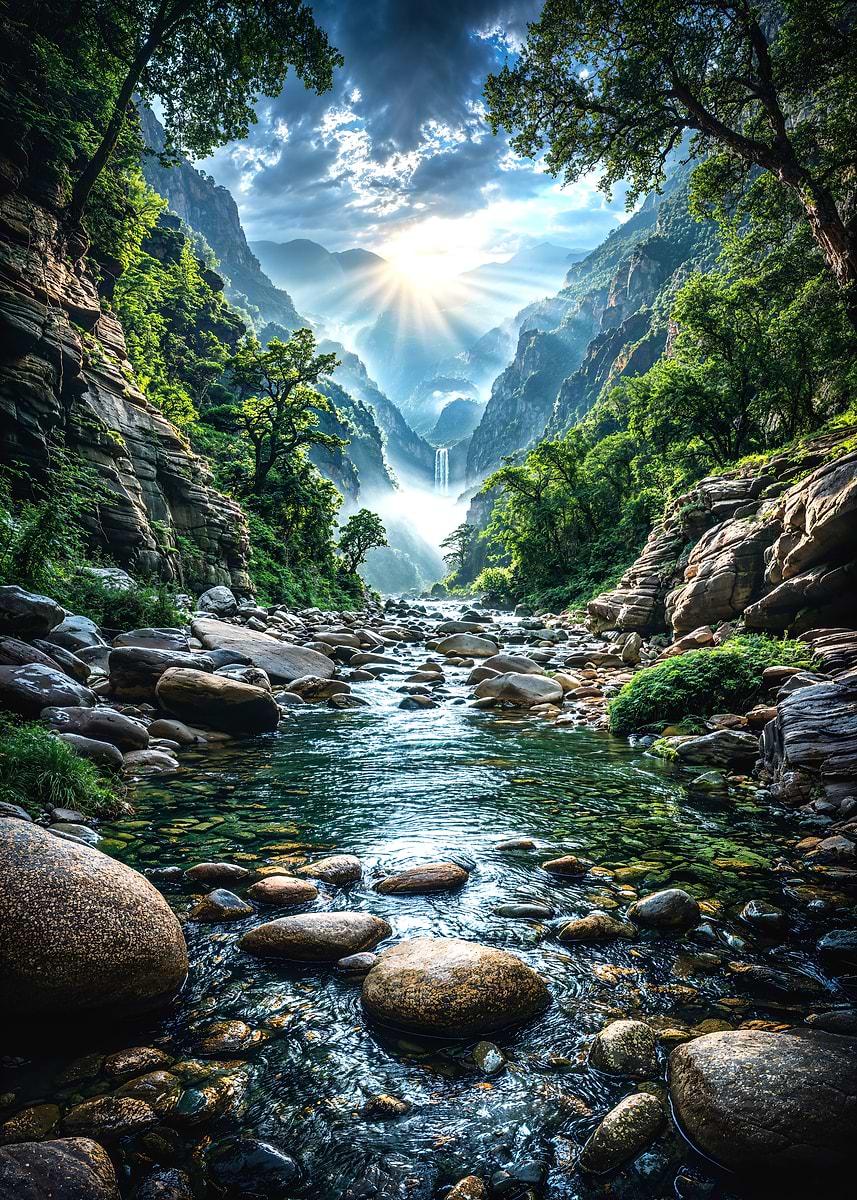Hidden Valley Waterfall — from the Sanctuaries Of Nature collection, a Pixaverse metal print