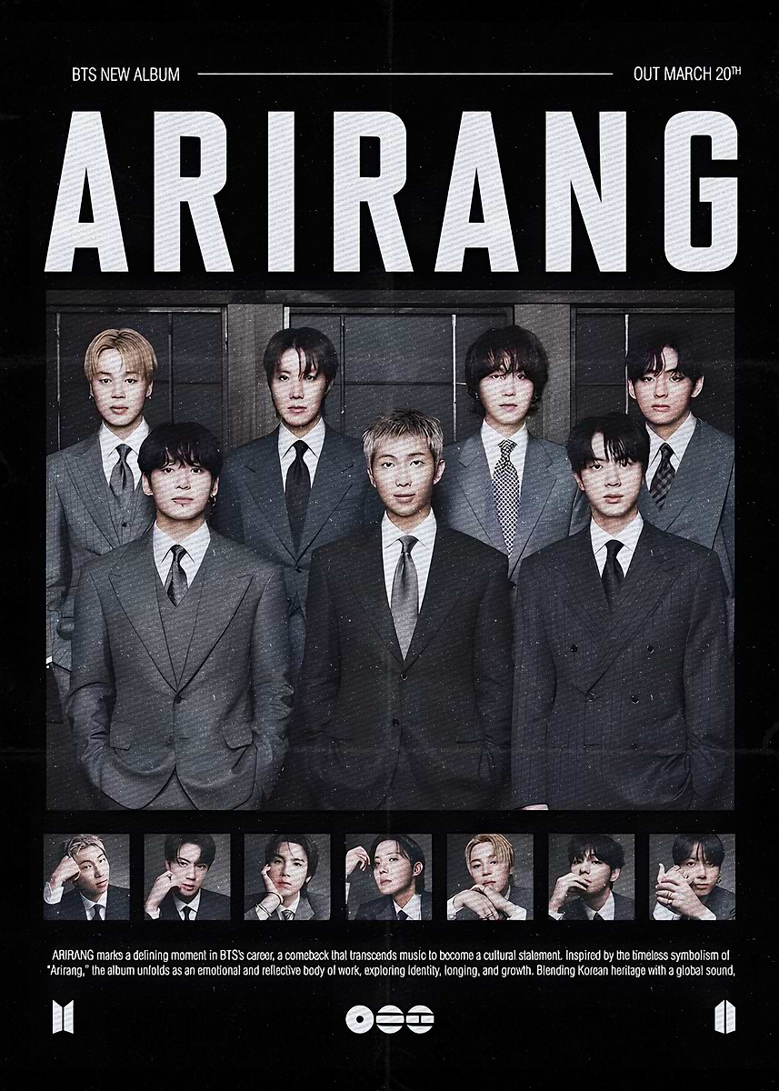 BTS 'Arirang' Album Poster' Poster, picture, metal print, paint by