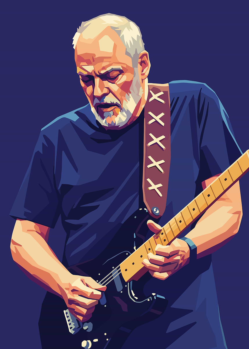 Fanth 'David Gilmour Playing Guitar' Poster, picture, metal print, paint by ...
