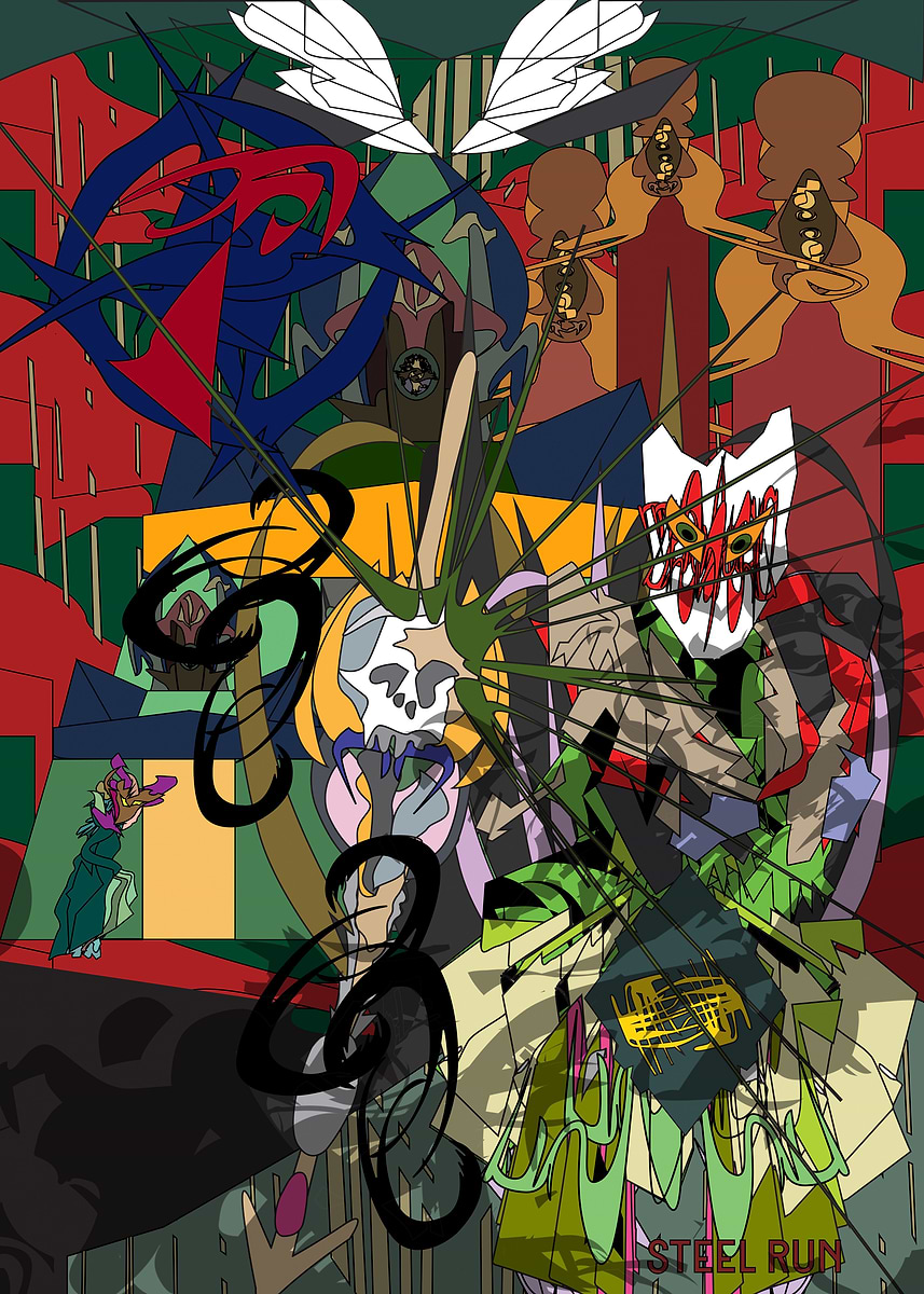 Abstract Anime-Inspired Digital Art' Poster, picture, metal print