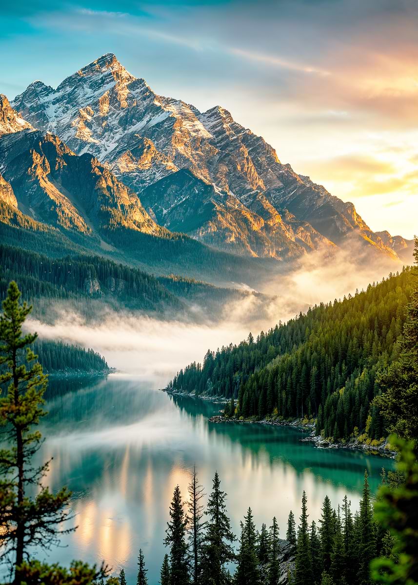 Lake of First Light — from the Sanctuaries Of Nature collection, a Pixaverse metal print