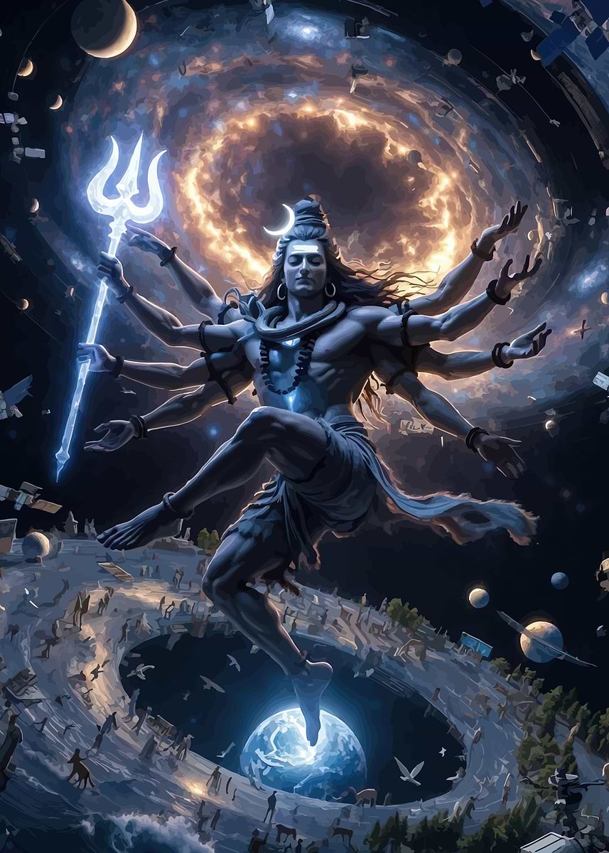 SHIVA出品 Cosmic Shiva with Trident' Poster, picture, metal print, paint by