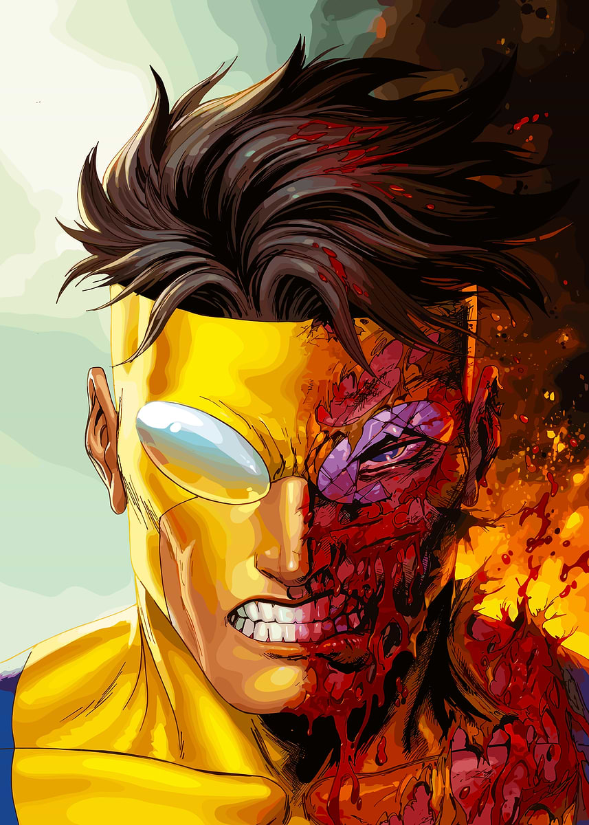 Invincible Split Face' Poster, picture, metal print, paint by