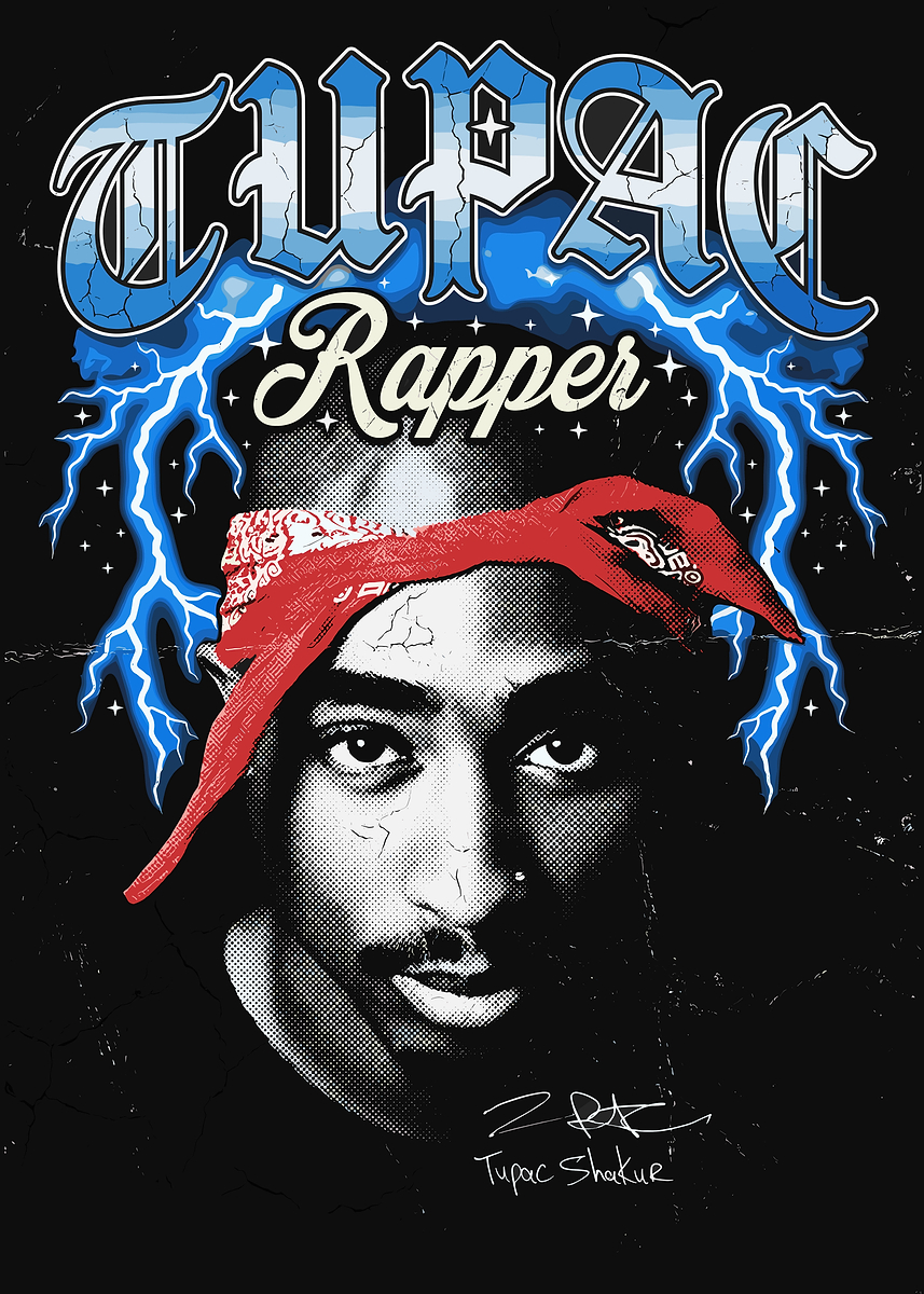 Shakur Rapper 'Tupac Shakur Rapper Portrait' Poster, picture, metal print, paint by ...