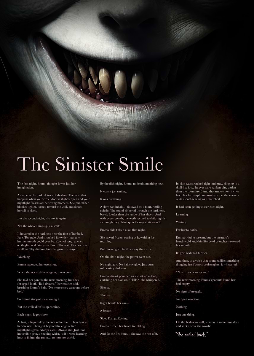 Scary Story - The Sinister Smile' Poster, picture, metal print