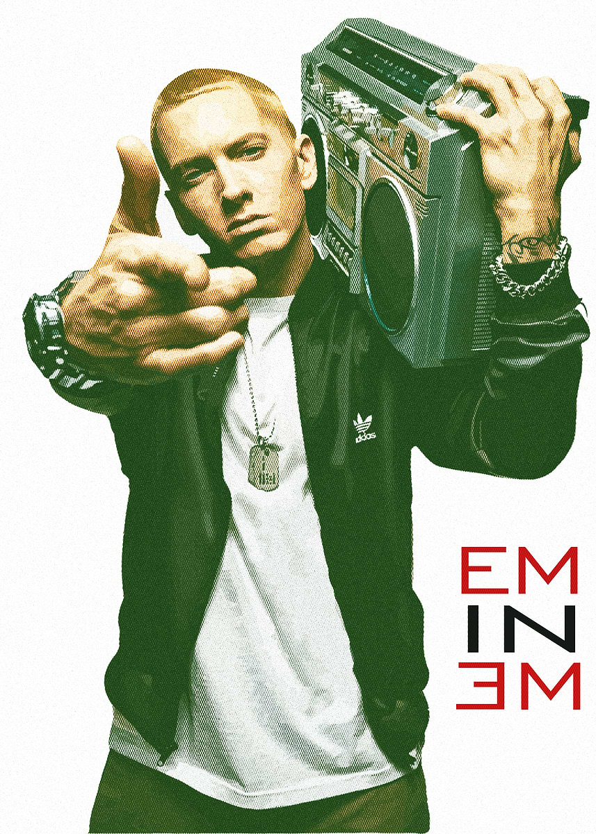 Eminem with Boombox' Poster, picture, metal print, paint by