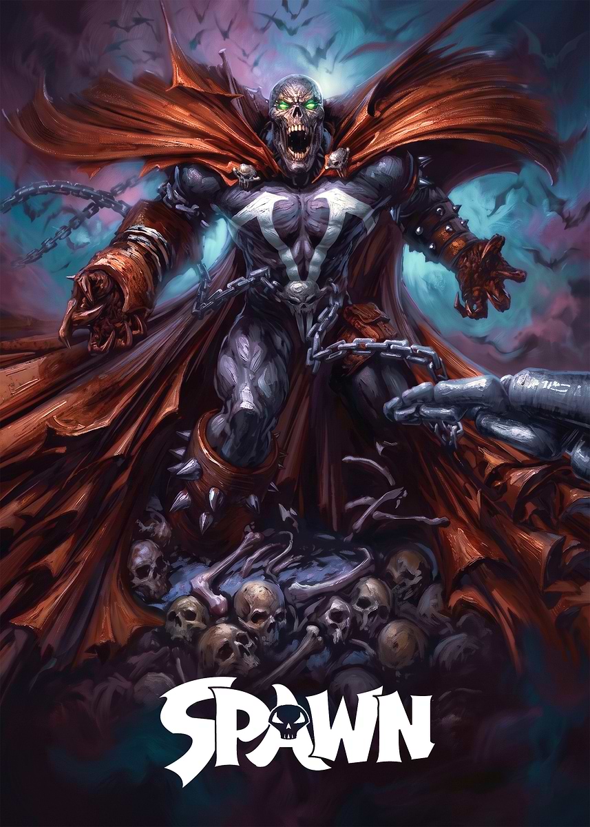 'Spawn standing on skulls' Poster, picture, metal print, paint by Erwan ...