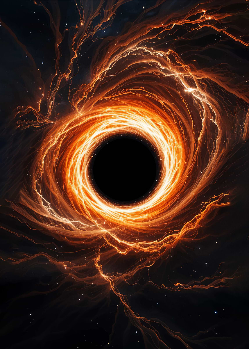 Black Hole with Fiery Nebula' Poster, picture, metal print, paint