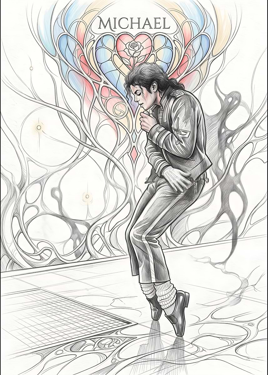 Michael Jackson in Stained Glass Style' Poster, picture, metal