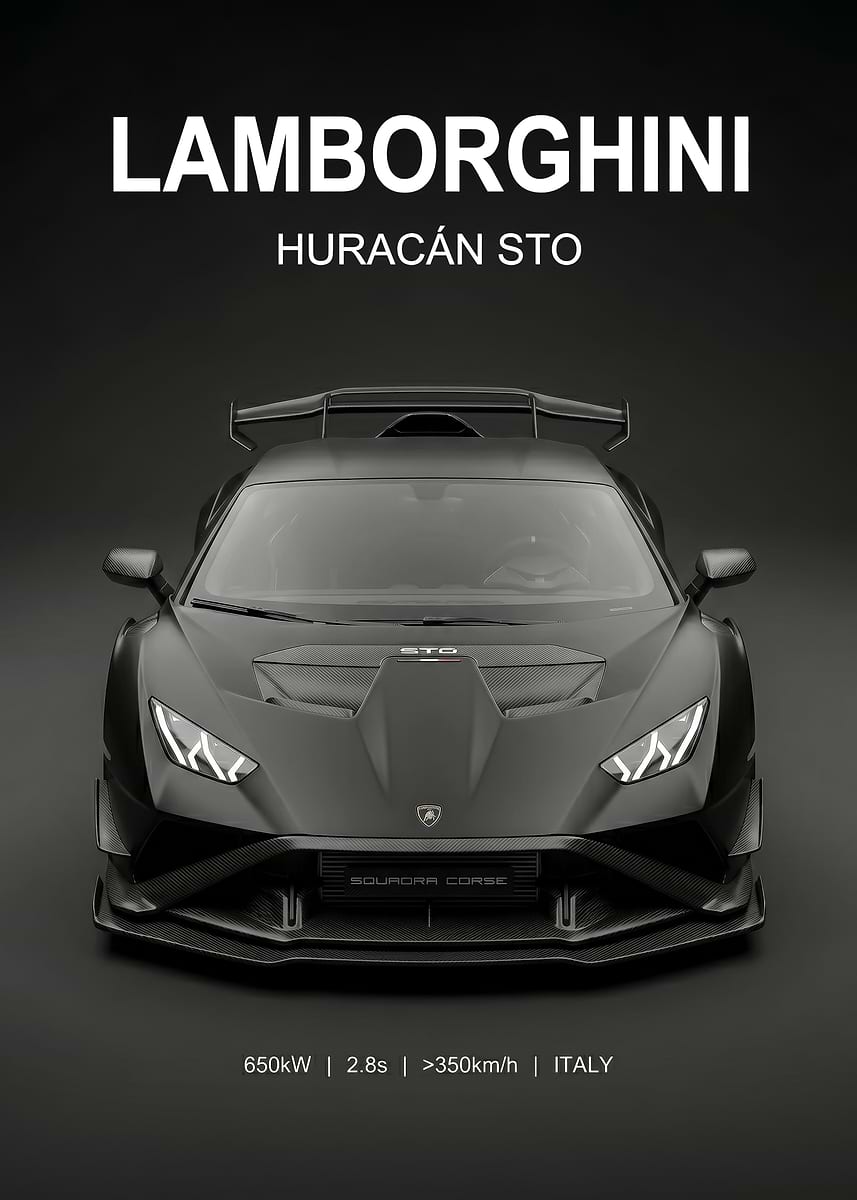 matte black Lamborghini Huracán STO poster ' Poster, picture
