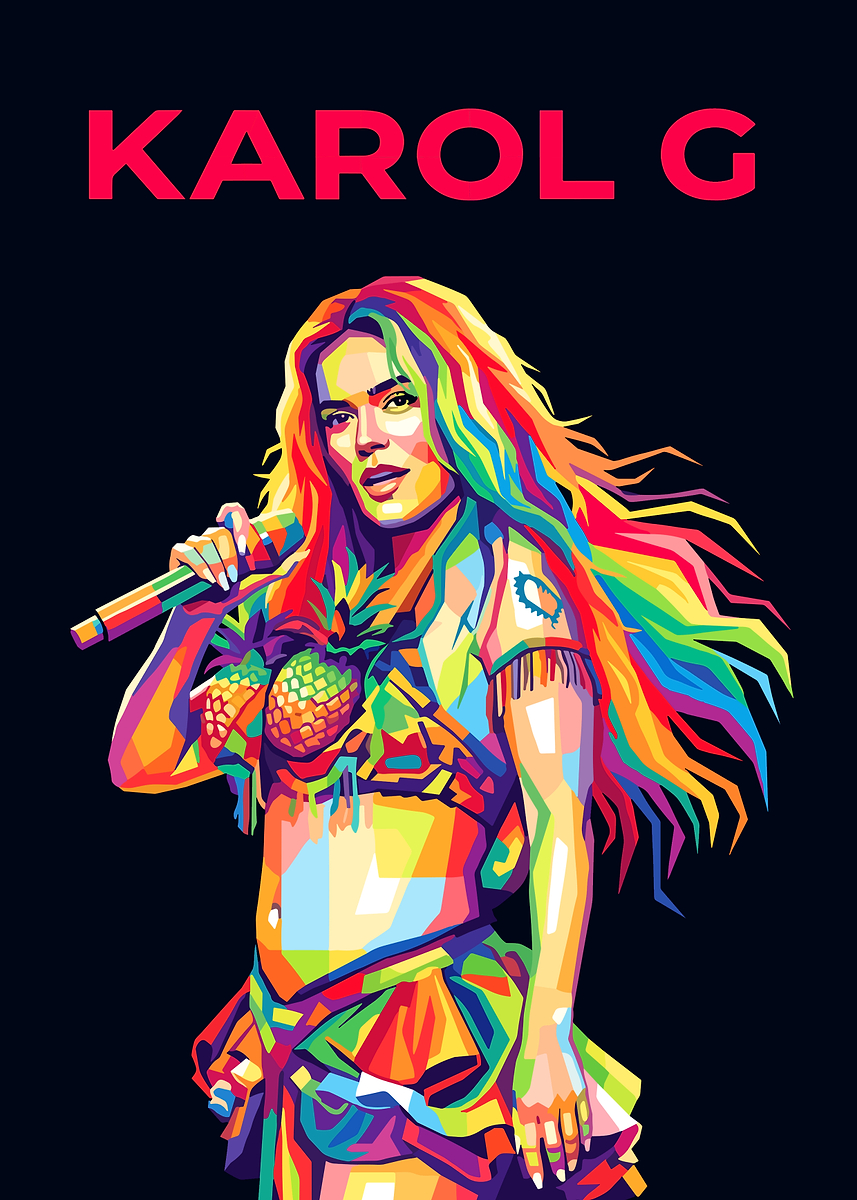 Karol G Pop Art Portrait' Poster, picture, metal print, paint by
