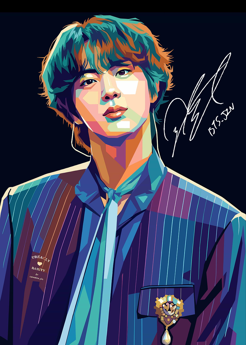 BTS Jin Pop Art Portrait' Poster, picture, metal print, paint by