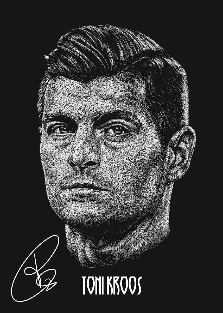 Toni Kroos Scribble Art with Signature' Poster, picture, metal
