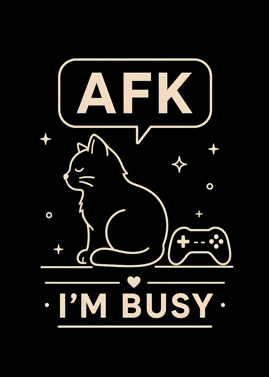 'AFK Cat Gamer' Poster, picture, metal print, paint by AFK Paws | Displate