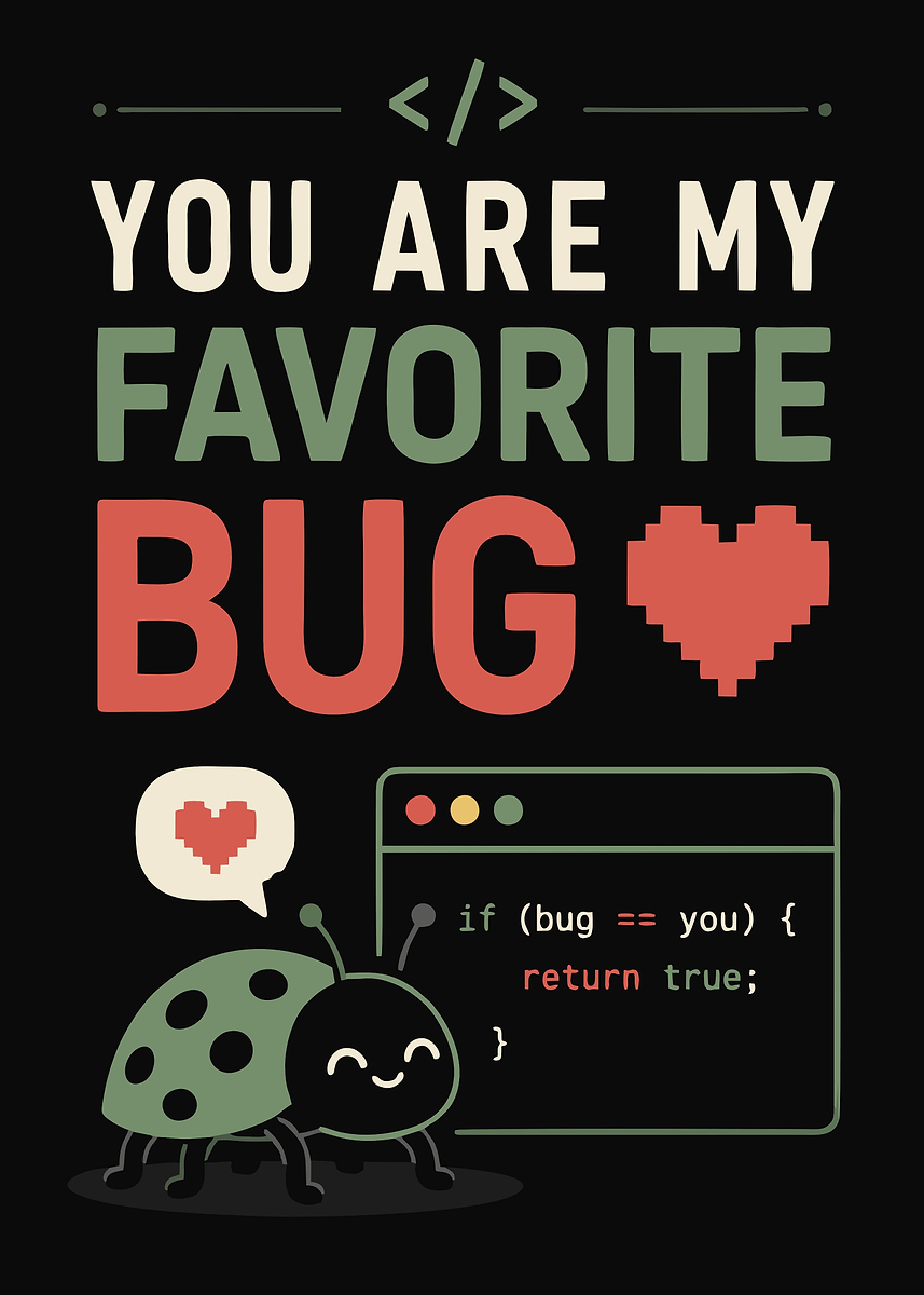 'Funny programmer bug love art' Poster, picture, metal print, paint by ...