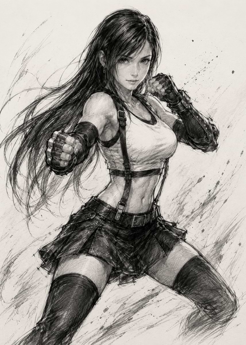 Tifa Lockhart in Fighting Stance' Poster, picture, metal print