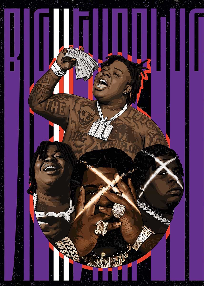 BigXthaPlug Rapper with Money and Crew' Poster, picture, metal