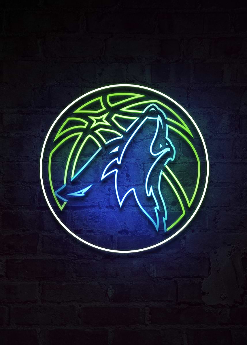 'Minnesota Timberwolves Northern Lights Neon' Poster, picture, metal ...