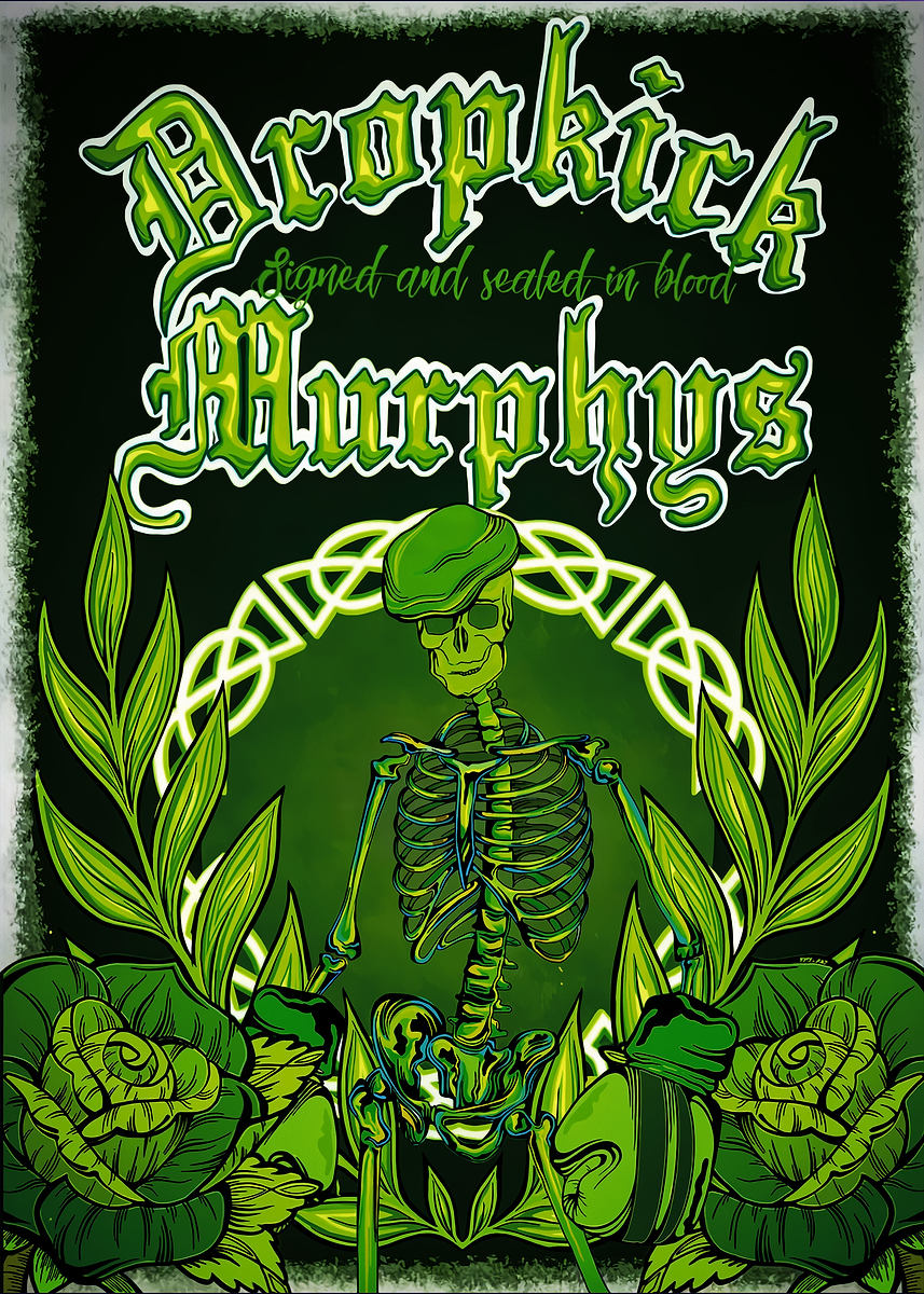 希少 レア 限定 Dropkick Murphys ポスター Dropkick Murphys Skeleton Floral Poster' Poster, picture, metal