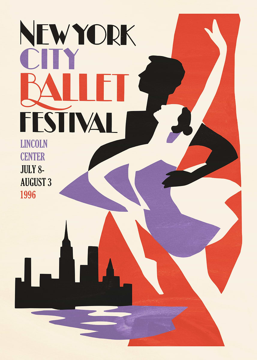 New York City Ballet Festival Poster' Poster, picture, metal print