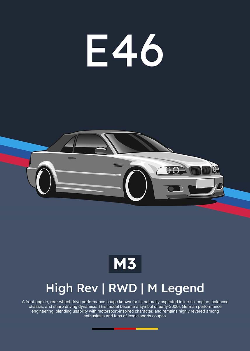 M3 E46' Poster, picture, metal print, paint by Muezzahero | Displate
