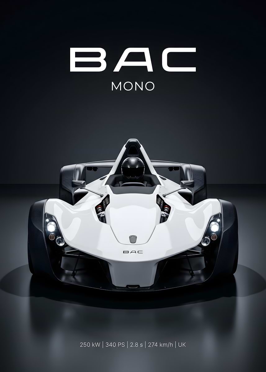 'BAC Mono Sports Car' Poster, picture, metal print, paint by James ...